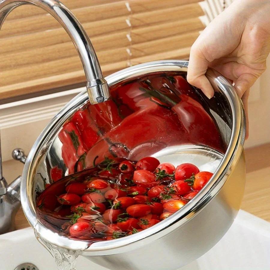 Мерная миска Миска для взбивания из нержавеющей стали Для замешивания теста, салата, приготовления пищи, выпечки Кухонные принадлежности