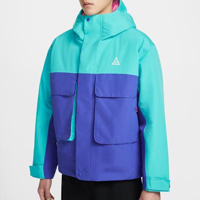 Men's Nike Puffer Jackets Men's Cactus Green/Subtle Purple Pink/Black/Mountain White Hooded Thickened