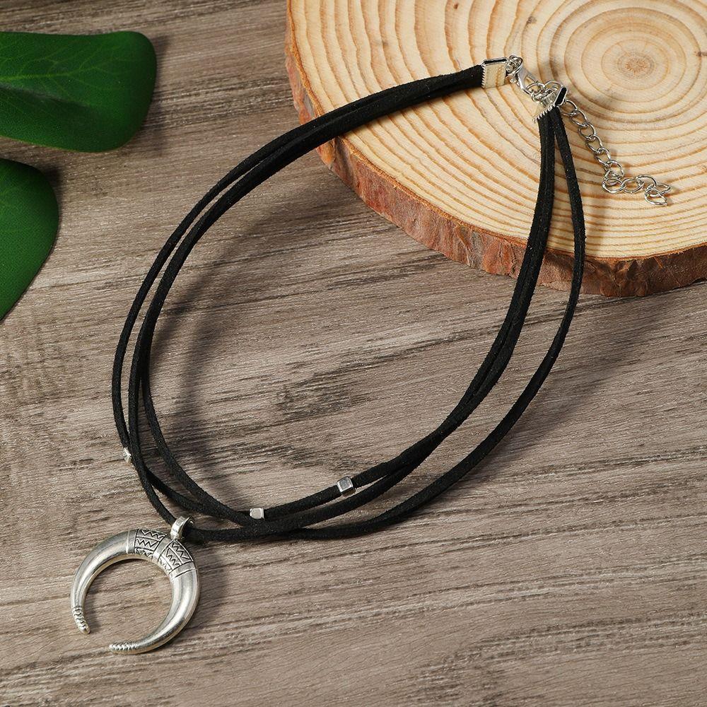 Ethnic Style Turquoise Stone Necklace Woven Rope Bohemian Necklace Trendy Leaf Tassel Choker  Gift