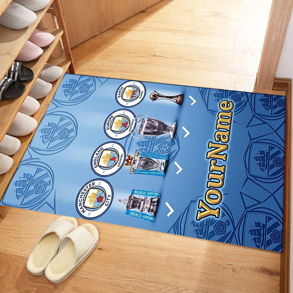 Manchester City Personalized Text Area Rug Suitable for Playrooms Outdoor Foyer Game Room Antislip Carpet Anime Office Decor