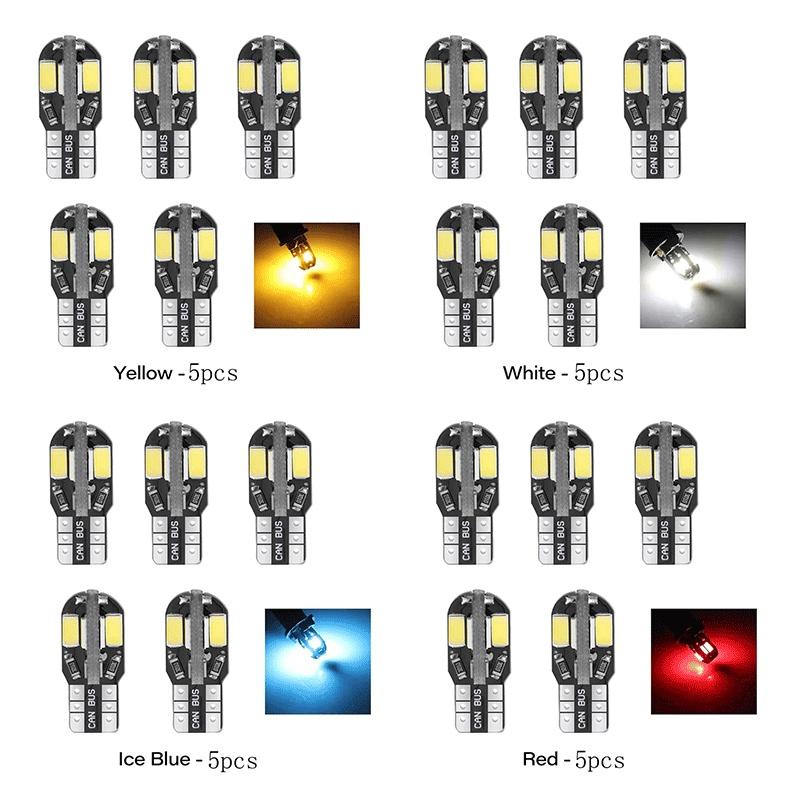 5-20pcs T10 W5W Led Canbus No Error Car Interior Side Light 5W5 12V 5W Auto License Plate Lamp Bulb Dome Read Light White Blue