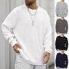 New Men's Round Neck Solid Color Loose Pullover Sweater Youth Fashion Casual Top
