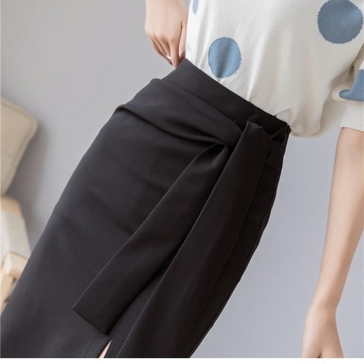 Летняя модная бандажная офисная юбка средней длины, тонкая сексуальная рабочая одежда с разрезом на один шаг, юбки