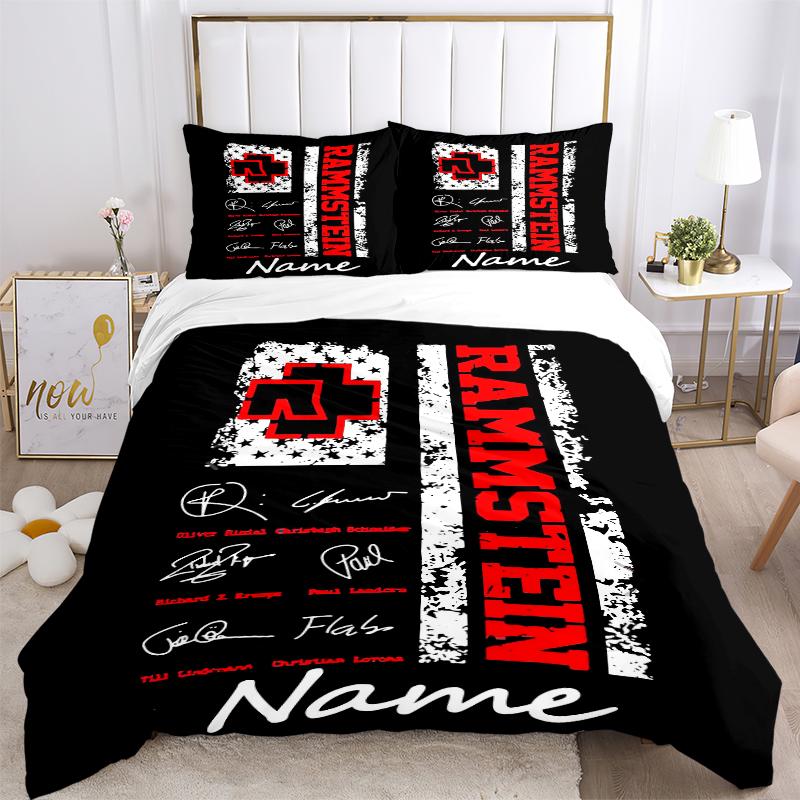 Custom Textile Rammstein Tribute Bedding 3 Piece Set HD Print Duvet Cover Pillowcases for Teens Adult Bedroom Decoration