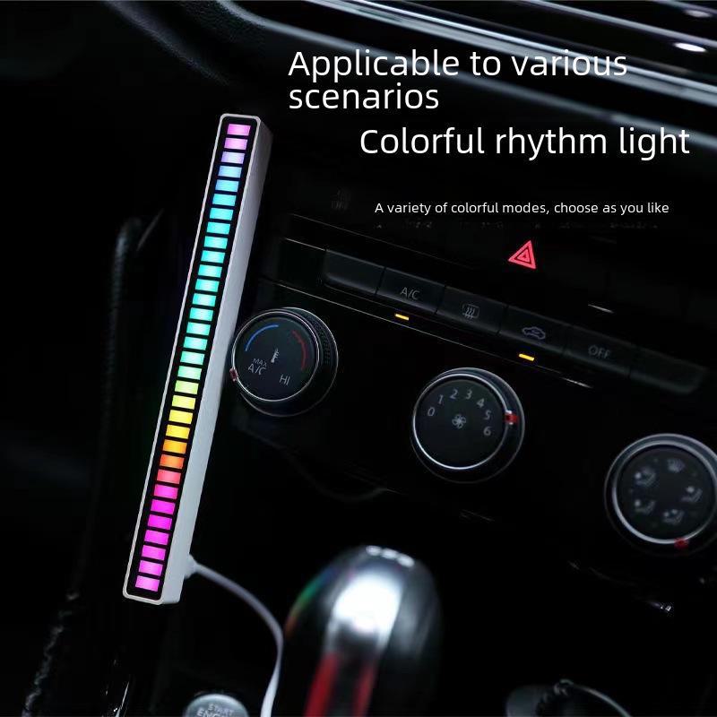 RGB светодиодная лента с Bluetooth и голосовым управлением - Световая панель с датчиком цвета, световой эффект под музыку и атмосферное освещение для рабочего стола или автомобиля.