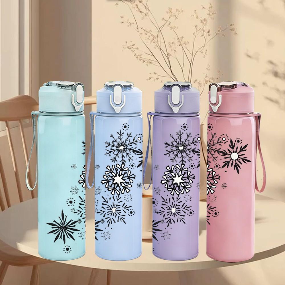 1PC Dandelion Wish Spray Art Print 750ml Color Plastic Sports Water Bottle Leakproof Flip Straw Lid Suitable for Sports Office Home Use