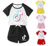 Модные детские комплекты Tik-Tok из 2 предметов, комплекты детской одежды для мальчиков и девочек, рубашки, топы + шорты, костюмы для детей от 3 до 10 лет