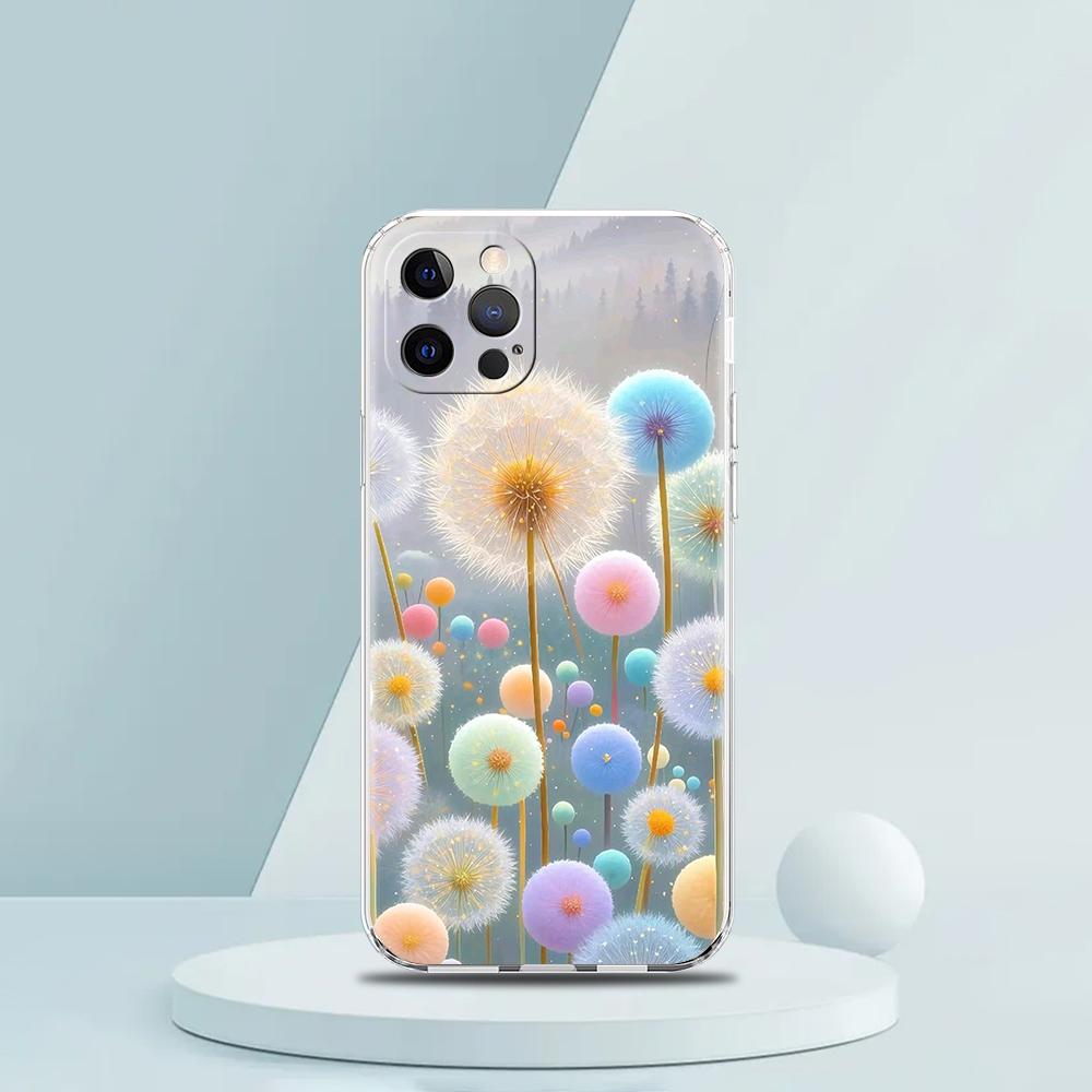 Мягкий прозрачный чехол-бампер из ТПУ для iPhone 16 15 14 13 12 11 Pro Max XR 8 7 Plus XR Чехол Сумки с рисунком Маленькие Цветы Звезды