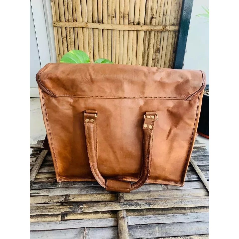 Мужская кожаная винтажная сумка-портфель для ноутбука ручной работы. ( Бесплатная подарочная сумка-слинг коричневого цвета размером 9 x 7 x 3 дюйма )