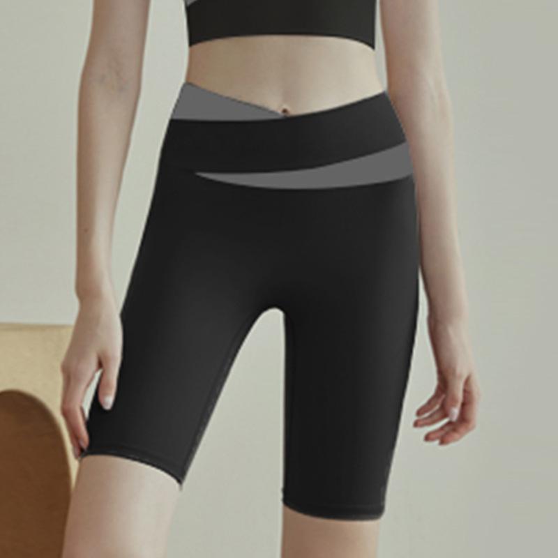 Workout Sports No Camel Toe High Waist Tummy Control Peach Butt Lifting Tight Cross Womens New Biker Yoga Shorts