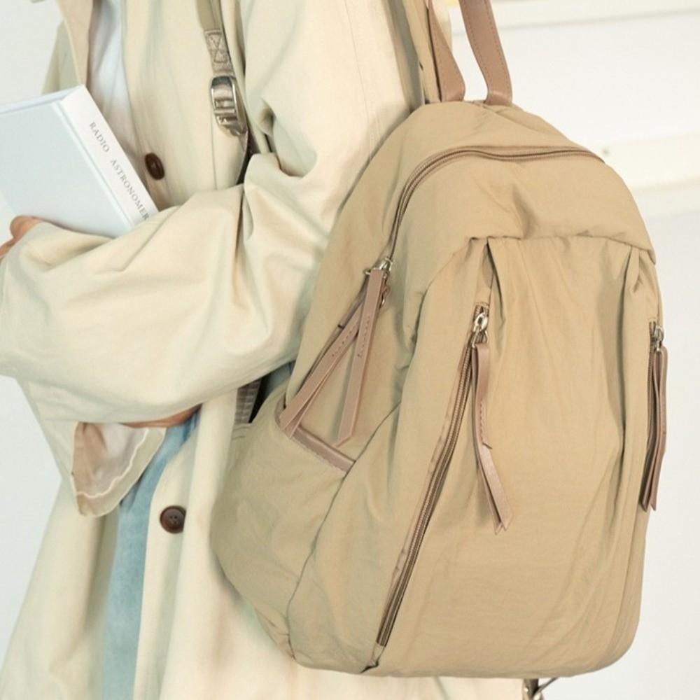 Multi-pocket Travel Backpack Lightweight Student Schoolbag Simple Nylon Backpack Women