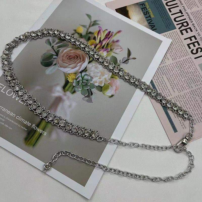 Корейская версия металлической цепочки со стразами, поясная цепочка для женщин, модная универсальная для пальто, свитера, юбки в клетку, ремень, поясная цепочка