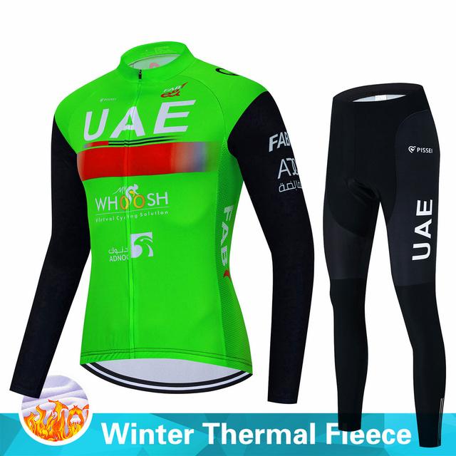 2023 команда ОАЭ, зимний флисовый комплект велосипедного трикотажа, мужской Ropa Ciclismo Hombre MTB, велосипедная одежда с длинными рукавами, 19D гелевая подкладка