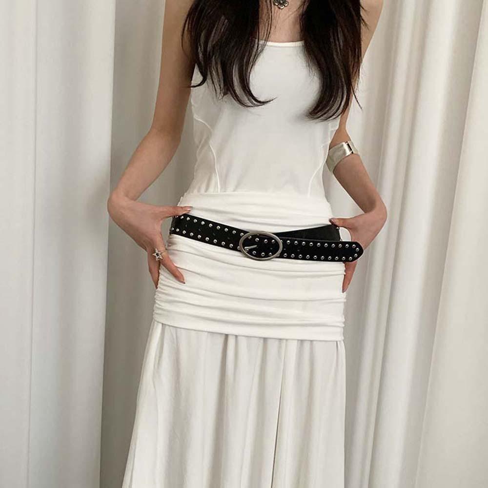 Adjustable Y2K Wide Belt Punk PU Leather Waistbands Skirt Accessories Rivet Waist Belt  Waist Seal