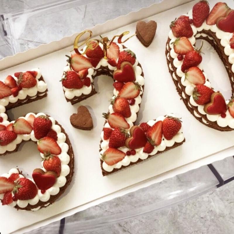 Goldbaking 9 Pieces Whole Set Large Silicone Number Mold Number Cake Moulds Baking Tray For Birthday Wedding