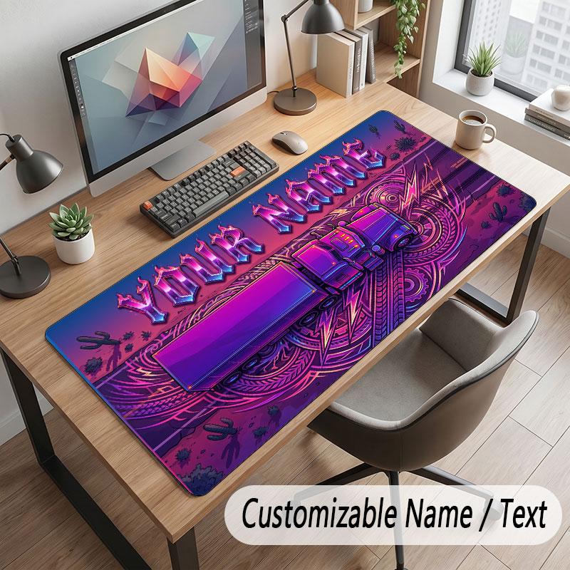 Neon Colorful Theme Customized Mouse Pad Personalized Print Name Text Desk Mat For Home Office Table Decor