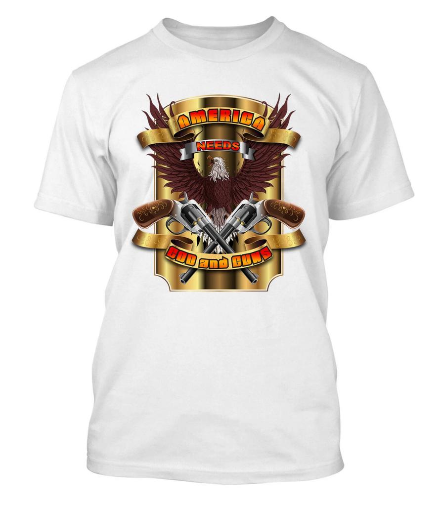 AMERICA NEEDS GOD AND Guns Graphic WHITE Men Girl Unisex T-Shirt T1