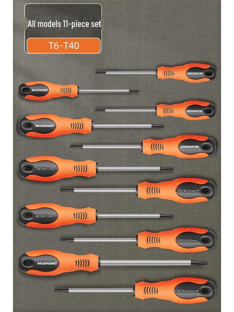 Green Forest Magnetic Hex & Mi Word Screwdriver Set: T8, T15, T20, T25, T30