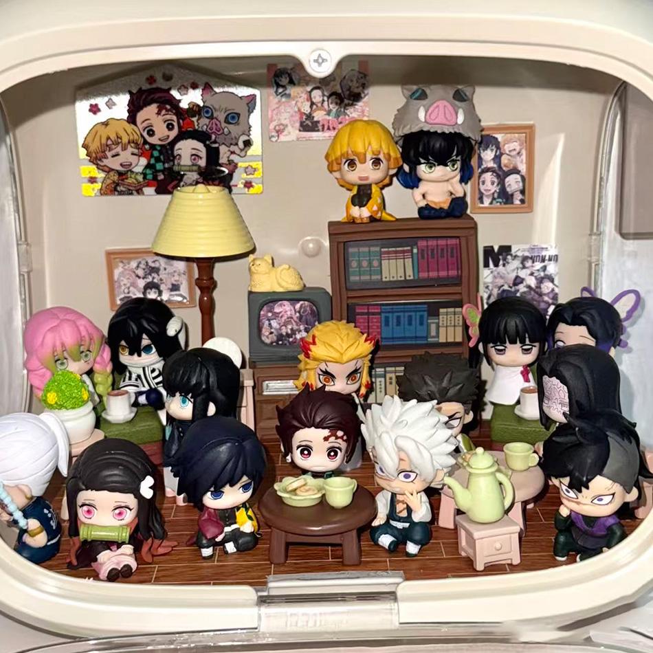 Фигурки Demon Slayer Q Posket Mini Kimetsu No Yaiba ПВХ Куклы Набор из 5/10/12/15 Для Украшения Рабочего Стола