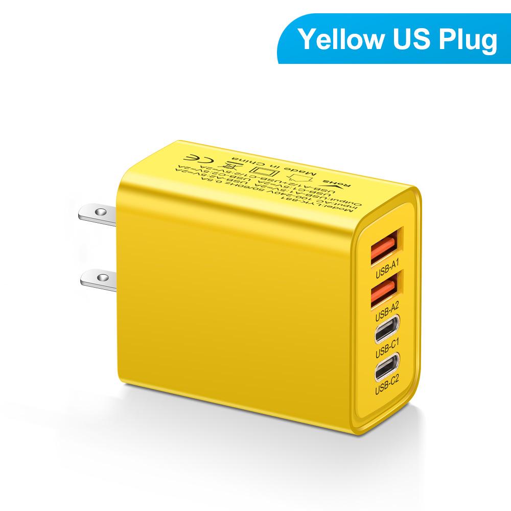 Многопортовое зарядное устройство для путешествий: 2 USB-C PD + 2 USB 2.4A для мобильных устройств