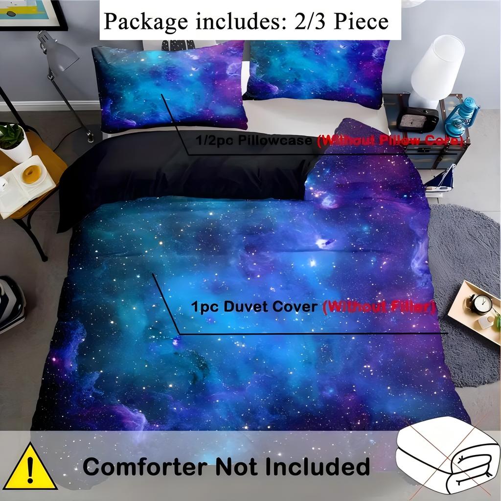 Galactic Outer Space 3D Printed Universe Bedding Cover Pillowcase Psychedelic Duvet Cover For Teen Adult Quilt Cover With Zipper