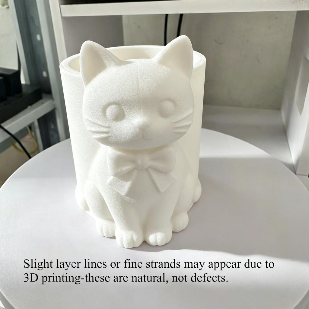 Многофункциональный настольный органайзер в форме кошки с 3D бантом, кавайный держатель для ручек и кистей для макияжа, 1 шт.