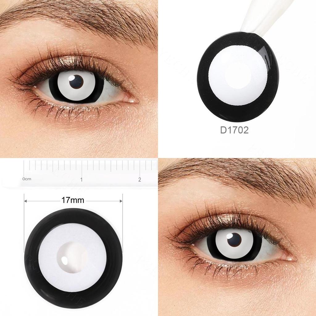 Pseyeche17MM Черно-белые мини-линзы для склеры Зомби Косплей Контактные линзы для глаз Хэллоуин Страшные глазные контакты для маскарада