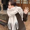 Длинный шерстяной шарф с кисточками в корейском стиле, кашемировая шаль, модный зимний кашемировый шарф для женщин