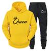 Толстовки с длинными рукавами, комплект с принтом, толстовка для пары Queen King Lover, толстовки больших размеров, трендовый спортивный костюм для пар