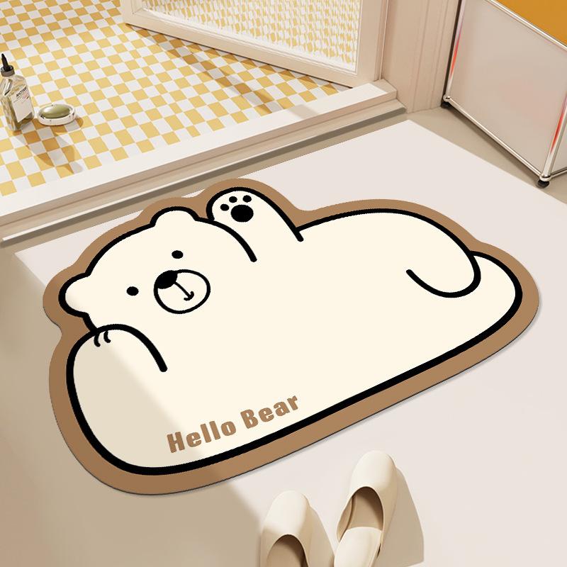 Милый коврик для ванной комнаты с животными, дверь в ванную комнату, диатомовая грязь, противоскользящий, впитывающий и грязный, мультяшный милый противоскользящий коврик для ног