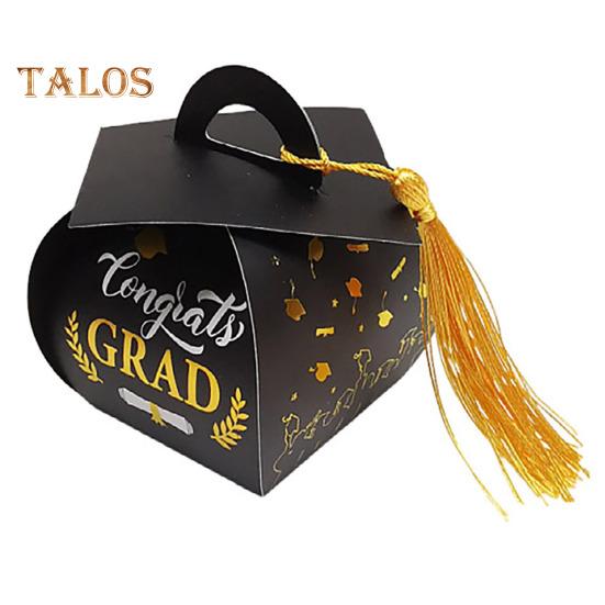Подарочная коробка для выпускного колпачка 2025 года, коробка для конфет и угощений с кисточками, украшение для стола на выпускной
