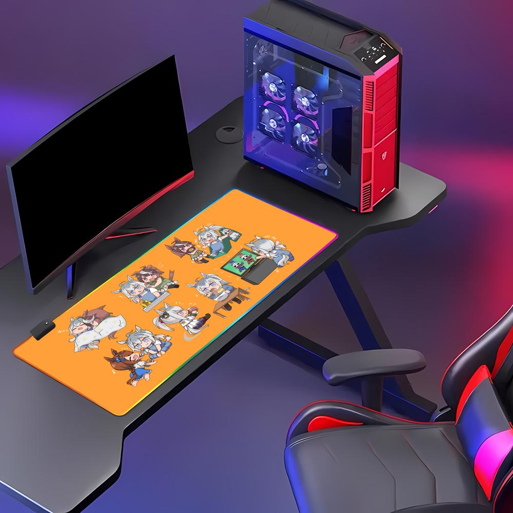 O-Oguri C-Cap Коврик для мыши Анимация Игры Красивый RGB-коврик для мыши HD Геймерский Большой светодиодный свет XXL Коврик для ПК Компьютера Нескользящий Декор
