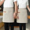 Half Apron with Pockets Waterproof Apron Stain-Resistant for Server Chef Cloth Solid Color Kitchen