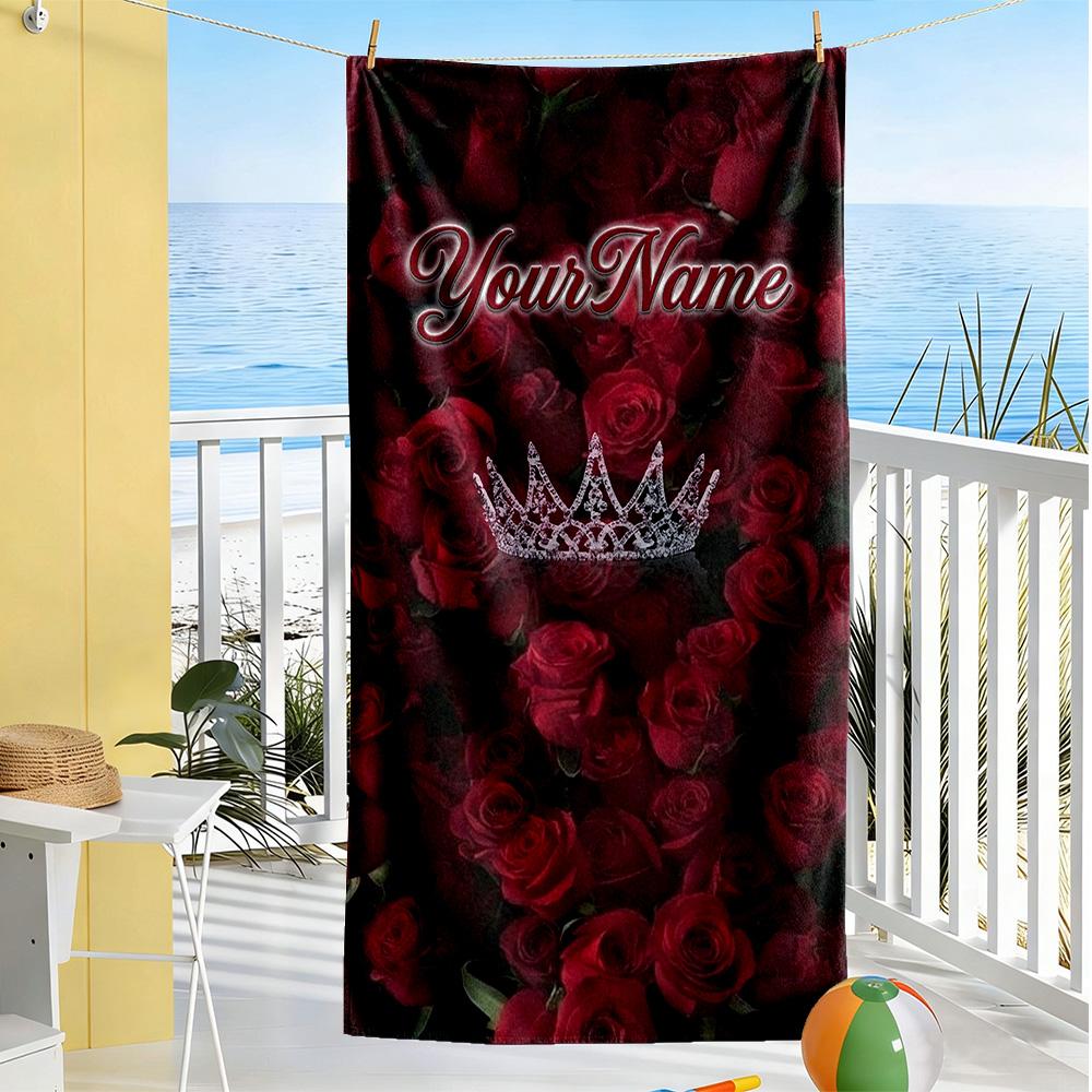 Rose Customize Your Name Beach Towel Quick-Dry Soft Microfiber Portable for SwimmingBeachCamping Travel Beach AccessoriesGym