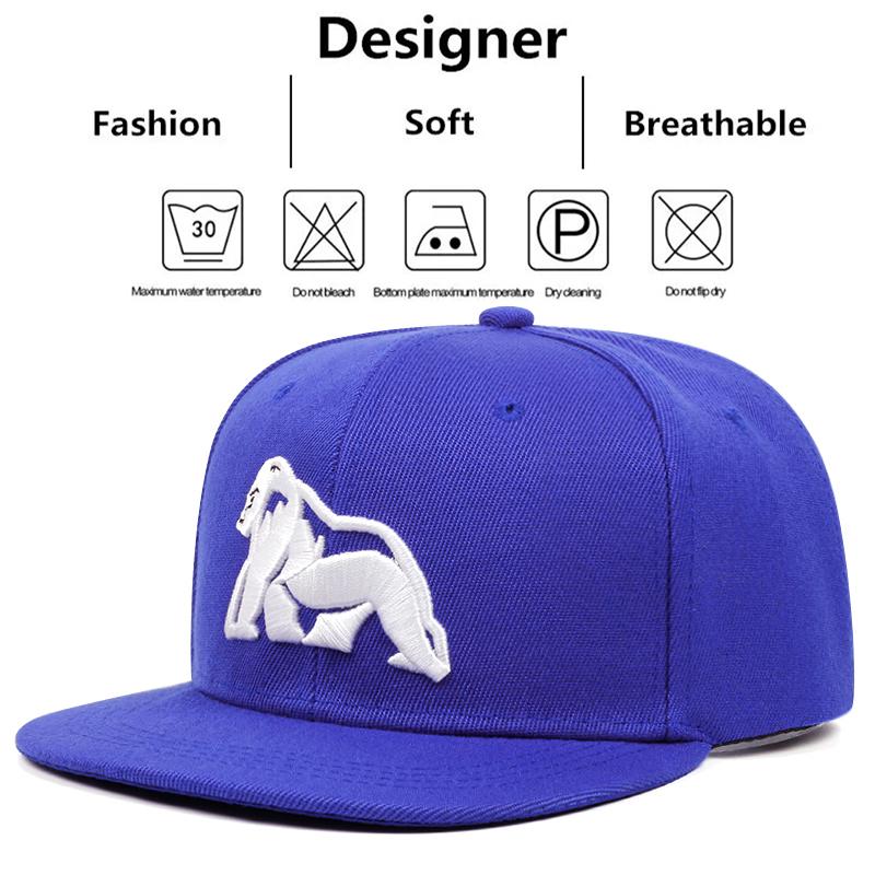 New Men's Fashion Gorilla White Embroidery Hip Hop Hat Outdoor Sports Duck Tongue Hat Embroidered Women's Baseball Sun Hat