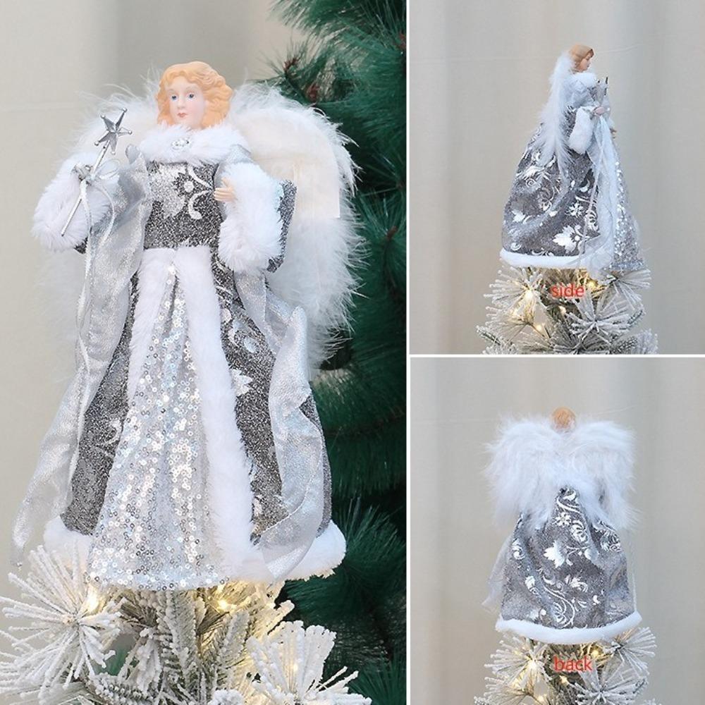 Плюшевые Крылья Верхушка для Рождественской Елки 2024 Ангел Ангел Звезда Верхушка для Елки Украшения Двор Кафе Дом