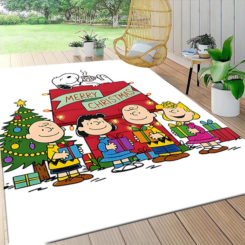 Snoopy'S Christmas Celebration Carpet Rug Soft Washable Anti Slip Home Living Room Sofa Mats Personalized Christmas Rug