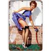 Винтажные металлические знаки Pinup Girls Настенный декор для ванной комнаты Прачечная Мужская пещера Домашние бары Гараж Кафе Клубы Ретро-плакаты Табличка