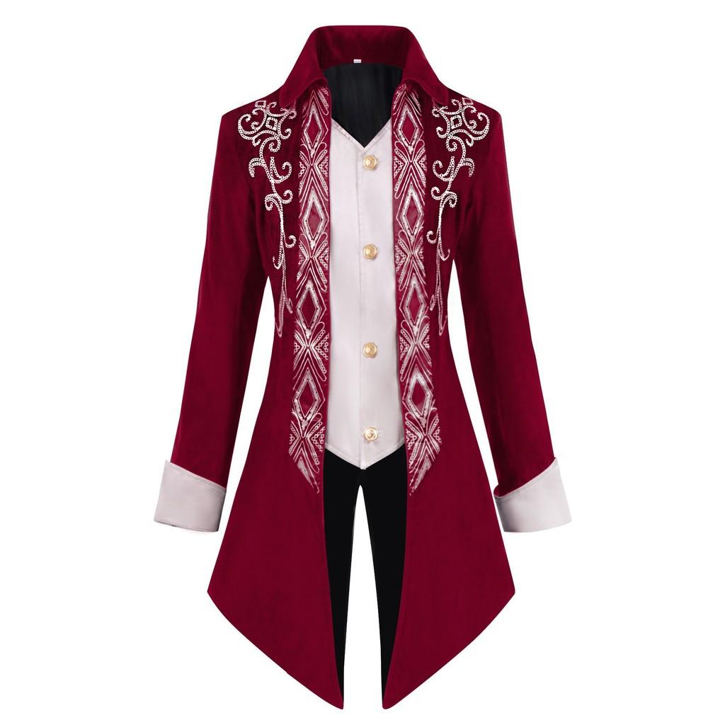 Gothic Victorian Tuxedo Jacket For Men With Jacquard Fabric For Stage Performances