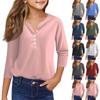 Повседневные модные топы для девочек, однотонная футболка с семью рукавами и пуговицами