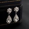 Fashion Simple Water Drop Crystal Rhinestone Necklace Earrings For Women Wedding Bride Light Luxury Jewelry Sets Accessories