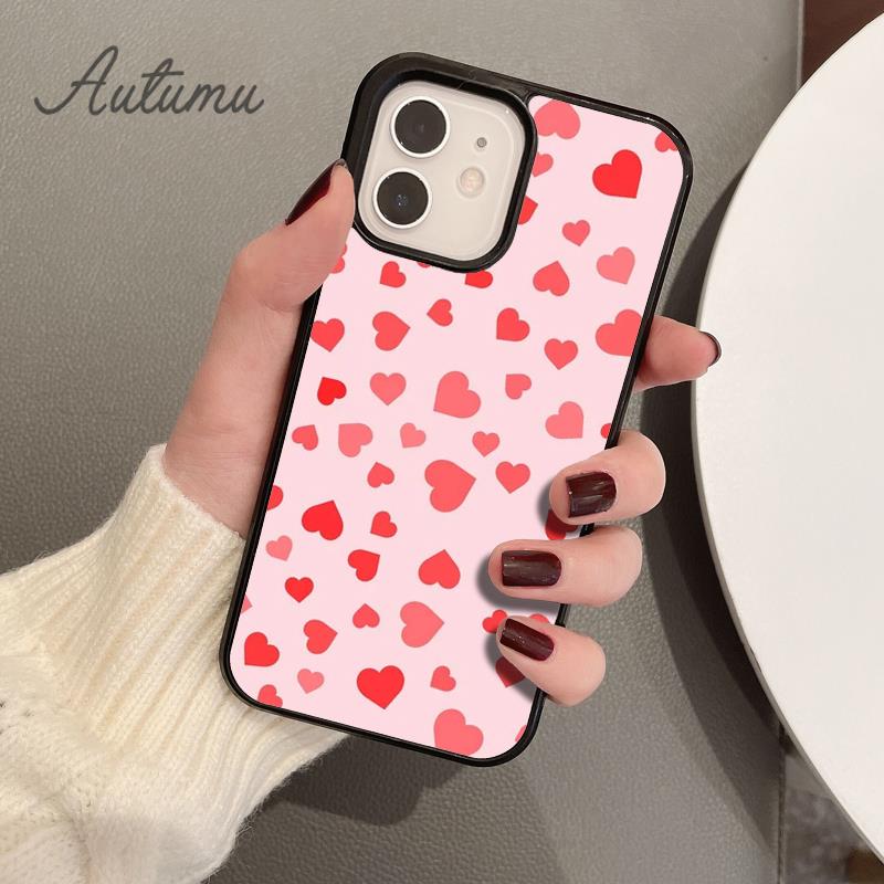 Valentine Day hearts pattern Phone Case for iPhone 17 Air 15 16 11 12 13 14 Pro Max Plus coque Fundas Shell