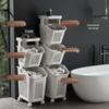 Multi-Layer Movable Laundry Hamper: Bathroom Storage Rack with Wheels.