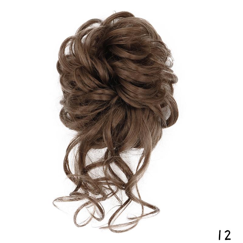 Synthetic Hair Bun Extensions Messy Curly Chignon Blonde Brown Donut Elastic Chignon for Women