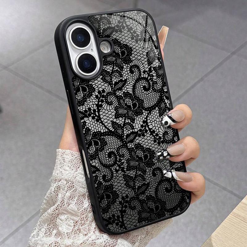 Для iPhone 17 16 15 14 13 12 11 Pro Max Чехол Изысканный Кружевной Узор Силиконовая Крышка Для iPhone Air 16E 16 Plus XS X XR Мягкий Чехол