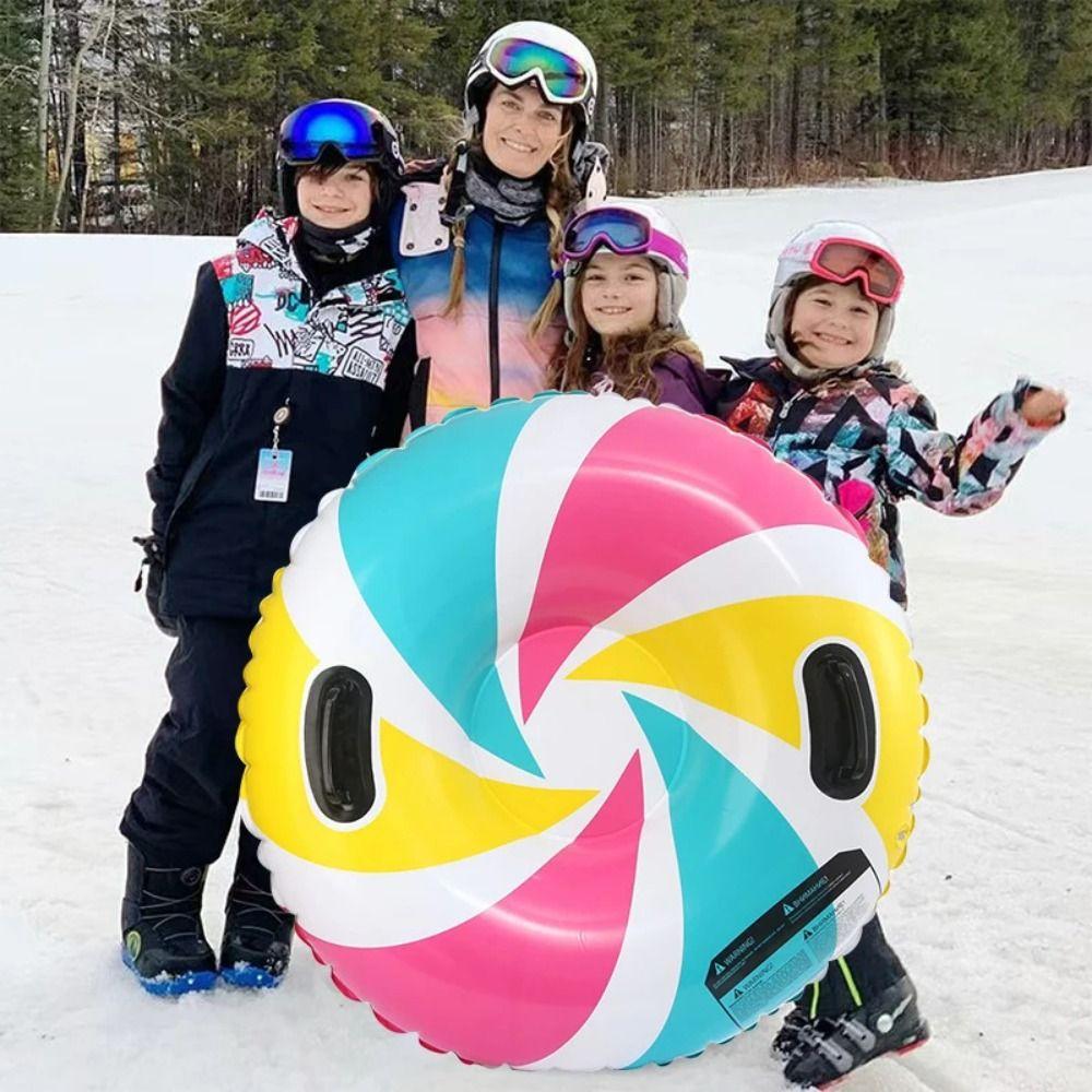 ПВХ Надувной Лыжный Круг с Ручкой Тюбинг Практичные Снежные Сани Дети
