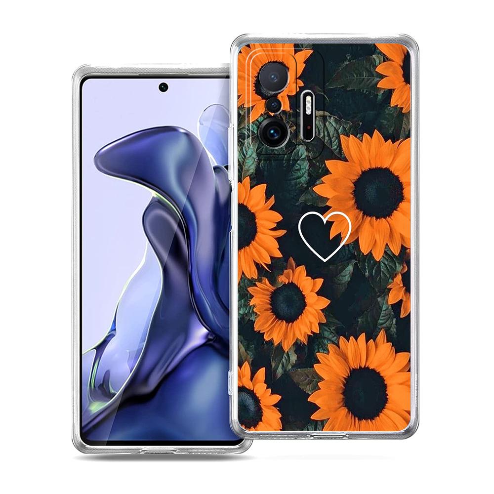 Эстетичный чехол для телефона с подсолнухом Для Xiaomi 14 13 12 Lite Mi 11 Ultra 11X 13T 12T 11T Для Poco X5 X4 X3 NFC F5 F4 M4 Pro 5G Чехол