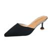 Fashion Kitten Heel Baotou Slippers Women Spring and Summer New Versatile Pointed Toe High Heels Stiletto Half Slippers