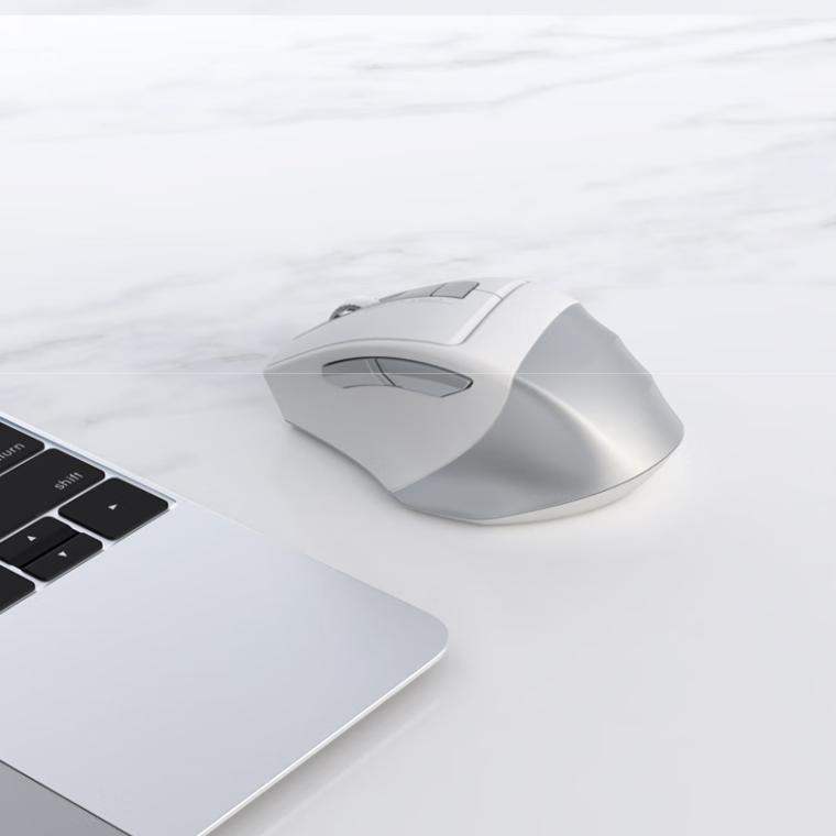 A4Tech Беспроводная Bluetooth-мышь, Тихая перезаряжаемая мышь, Для ноутбука, Офисного использования, Серебристо-серый, Белый