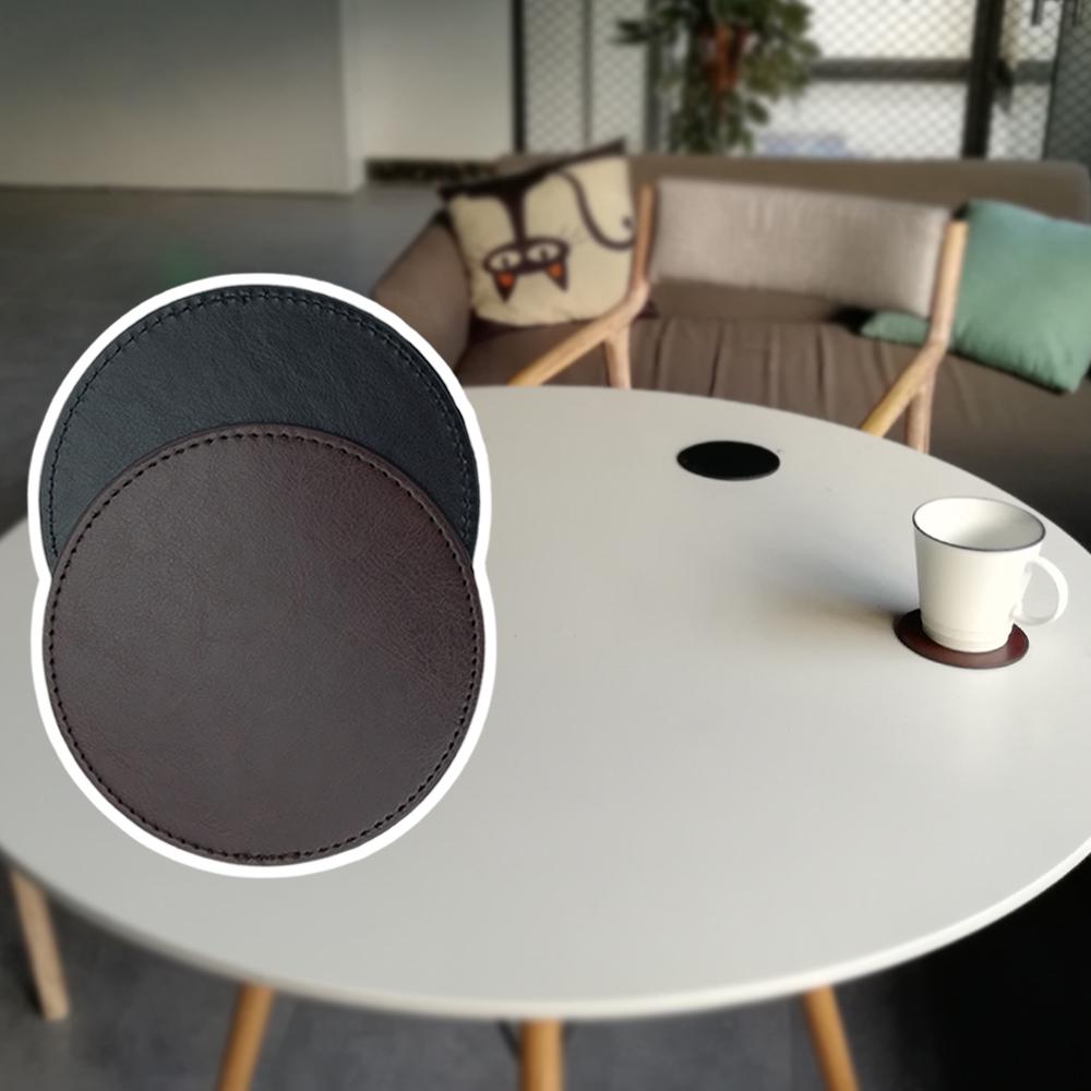 Круглый коврик для стола Кожаные подставки под тарелки Подставка под чашку Термостойкий коврик под чашку Кружка Коврик для кофе Напиток Чай